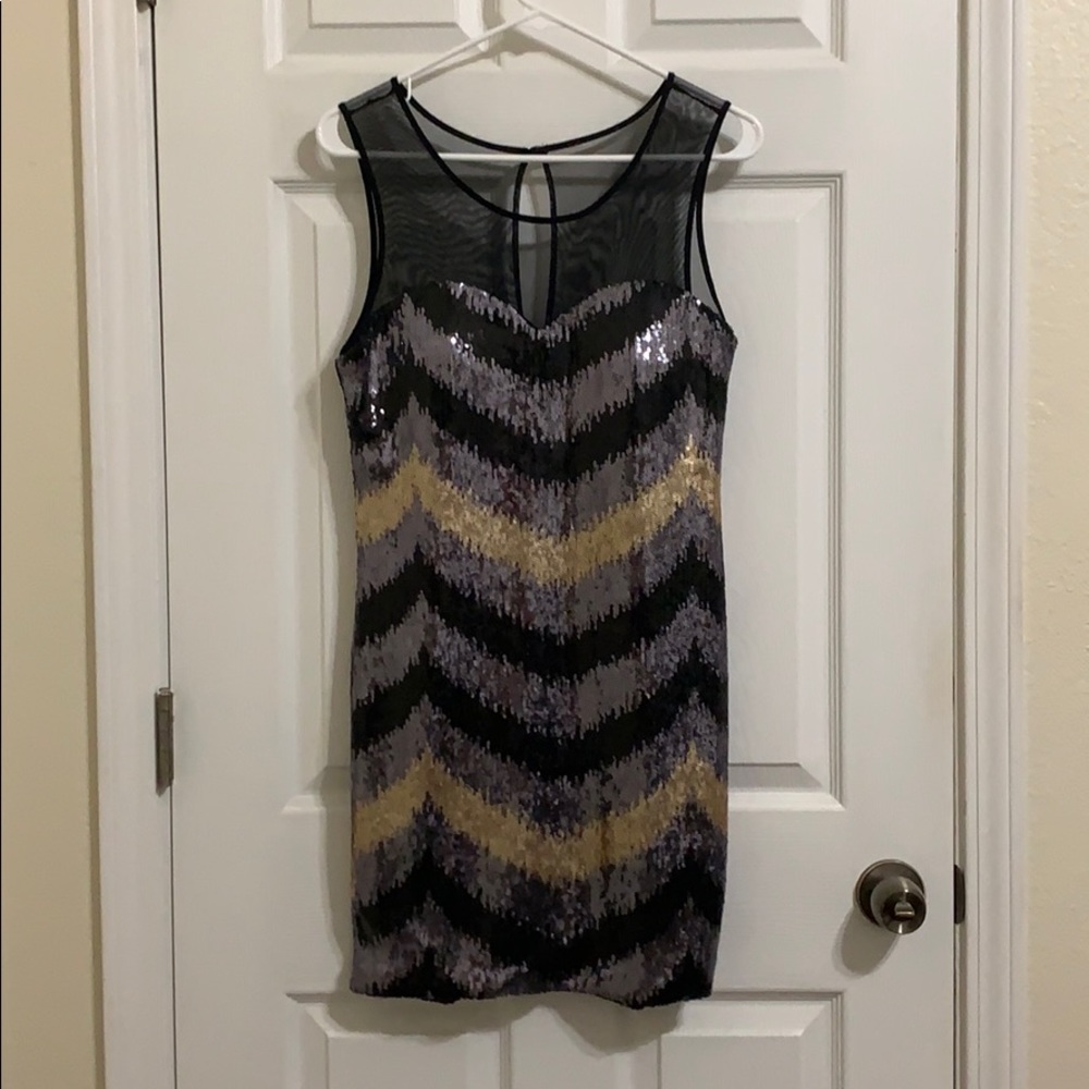 Sequin dress with mesh on top